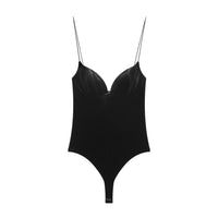 Eva | Velvet-Touch Sweetheart Corset Top in Black & Purple