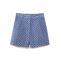 Lottie | Printed Pleat-Front Tailored Shorts with Side Pockets