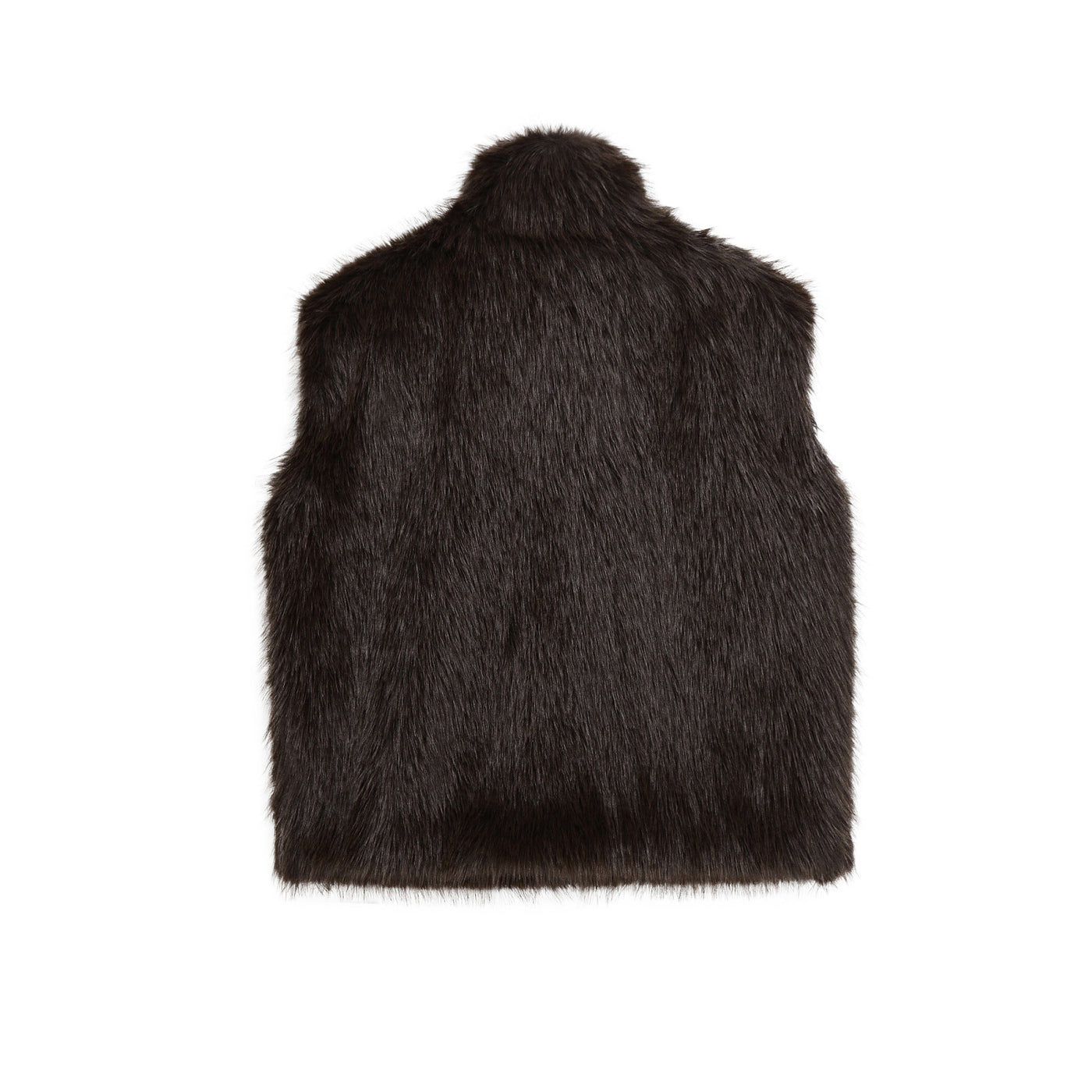 Harriet | Brown Faux Fur Zip-Up Funnel Neck Vest