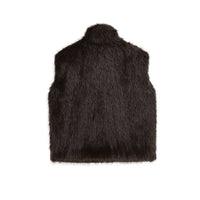 Harriet | Brown Faux Fur Zip-Up Funnel Neck Vest