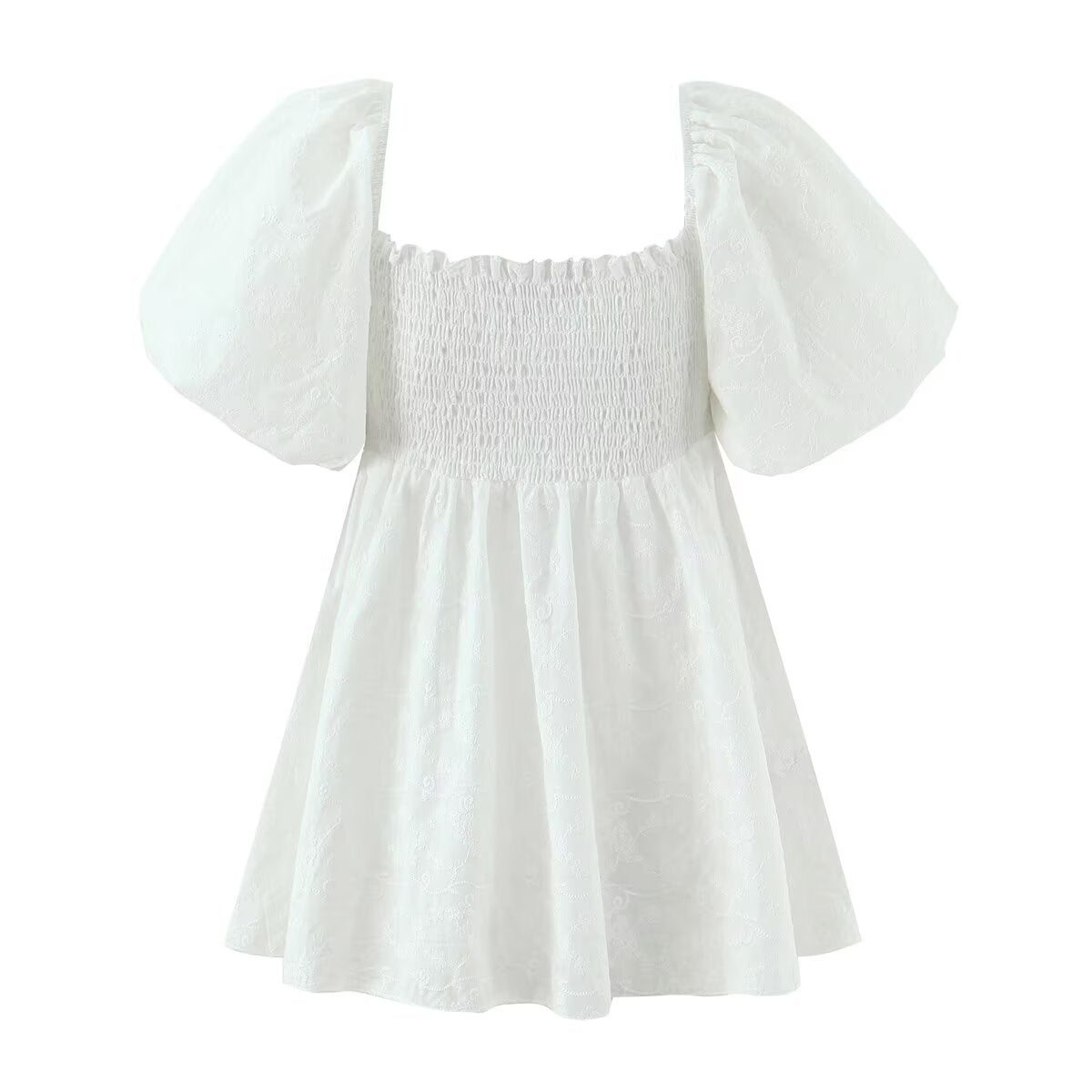 Sadie | Cotton Smocked Puff Sleeve Mini Dress