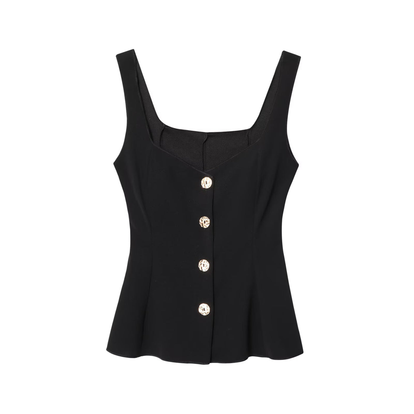 Caitlin | Gold Button Sweetheart Peplum Top