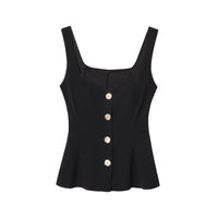 Caitlin | Gold Button Sweetheart Peplum Top