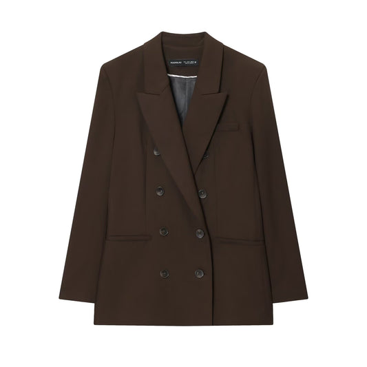 Margot | Chocolate Brown Double Breasted Blazer
