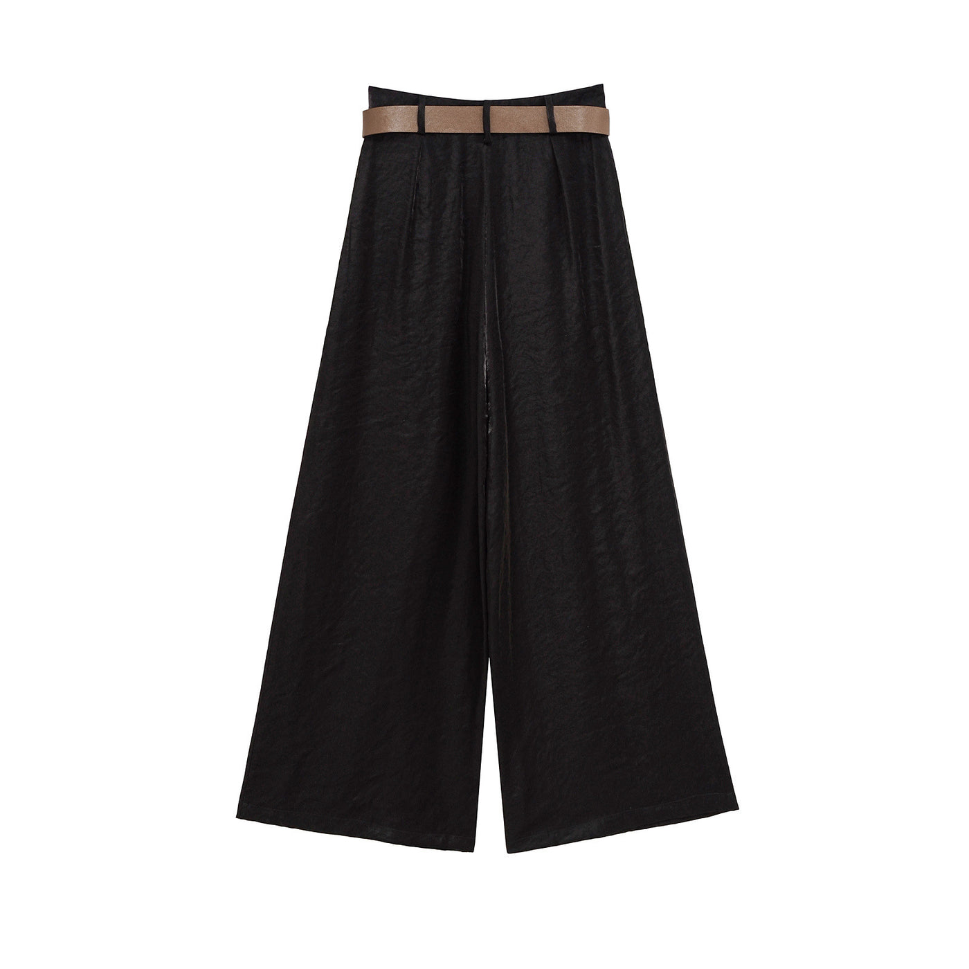 Aimee | High-Waist Front-Pleat Flowing Wide-Leg Satin Trousers