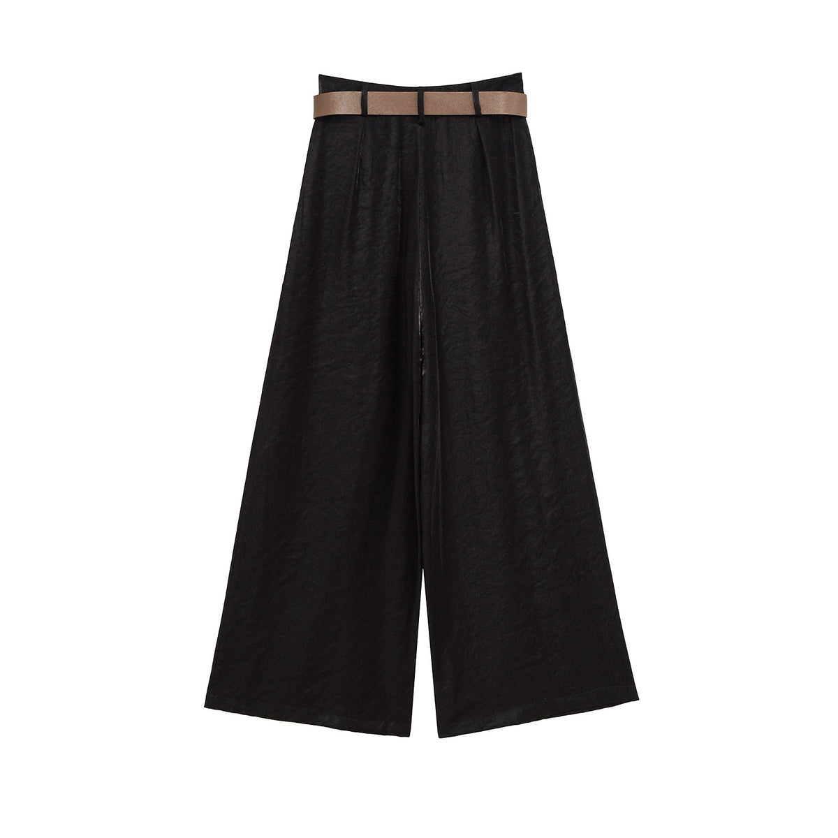 Aimee | High-Waist Front-Pleat Flowing Wide-Leg Satin Trousers