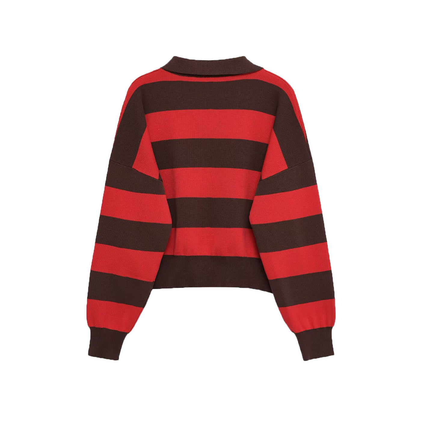 Maisie | Striped Cropped Knit Polo Top