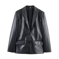 Nicole | Oversized Faux Leather Blazer