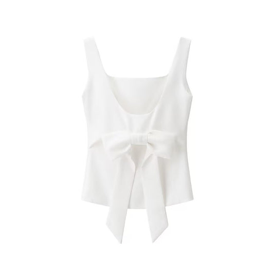 Rue | Square Neck Top White Sleeveless Fitted Vest Tank