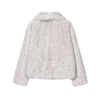 Lois | Grey Faux Fur Shawl Collar Jacket