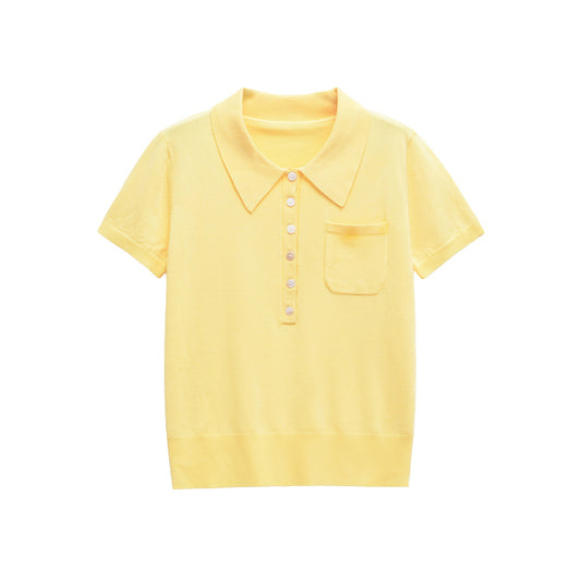 Sophie | Effortless Knitted Short Sleeve Polo Shirt