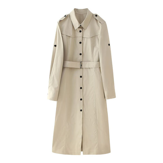 Nina | Smart Casual Long Sleeve Belted Trenchcoat Beige