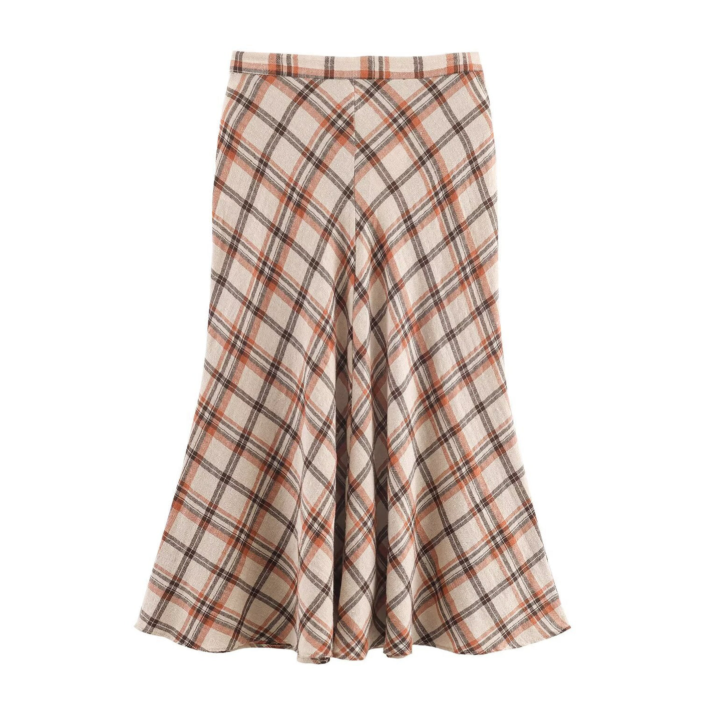 Bella | Diagonal Plaid A-Line Maxi Skirt