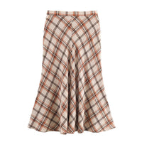 Bella | Diagonal Plaid A-Line Maxi Skirt