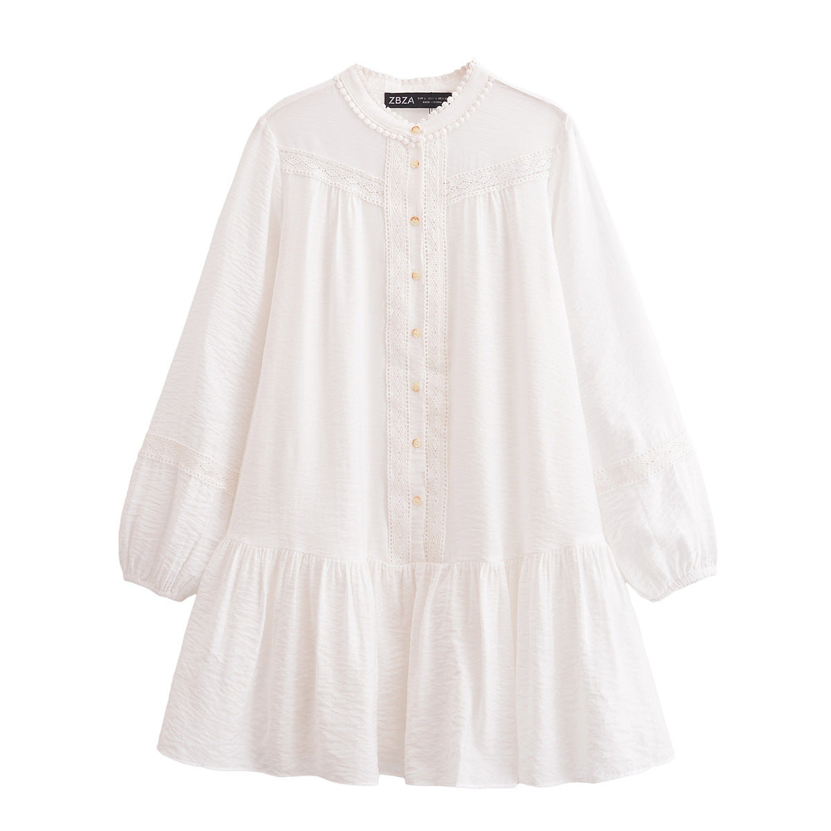 Lila | Lace Trim Long Sleeve Mini Dress