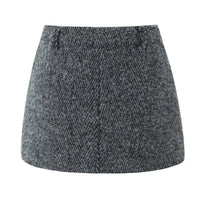 Elsie | Herringbone Weave Low-Rise Mini Skirt