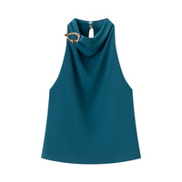 Saskia | Satin Cowl Neck Halter Top