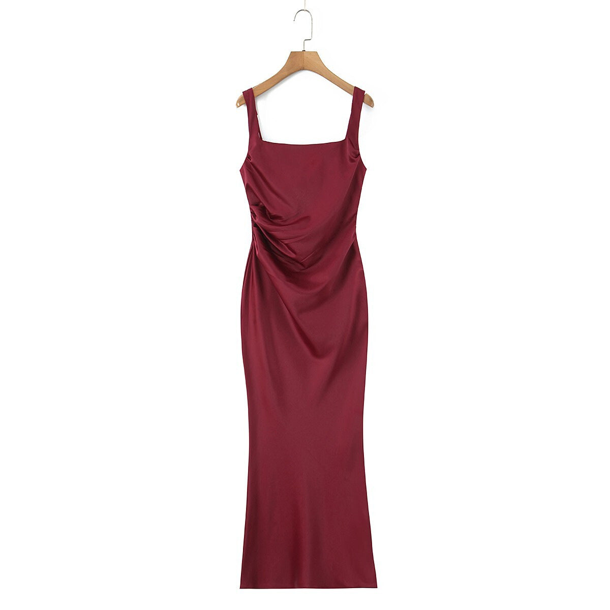 Liora | Cowl Neck Satin Maxi Slip Dress - Wine