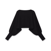 Florence | Wide Boat Neck Dropped Shoulder Voluminous Sleeve Ribbed Cropped Knit Top