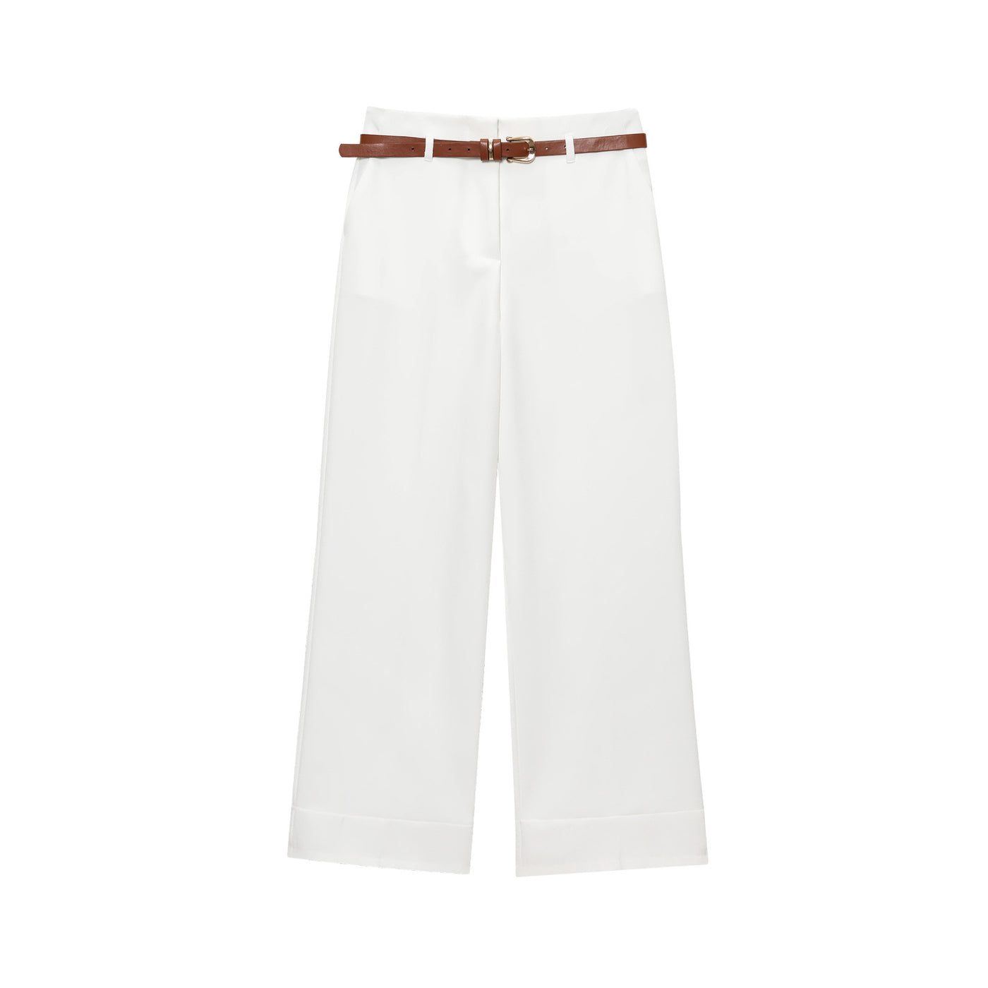 Phoebe | High-Waist Wide-Leg Tailored Trousers with Cuffed Hem