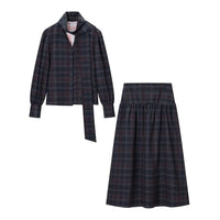 Anna | Plaid Woven Top Midi Skirt Co-ord Set
