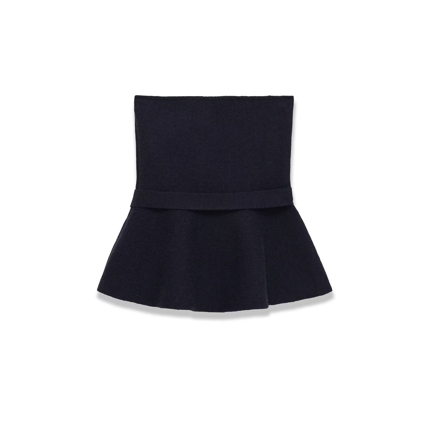 Adeline | Strapless Belted Peplum Jersey Top