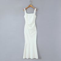 Liora | Cowl Neck Satin Maxi Slip Dress - White