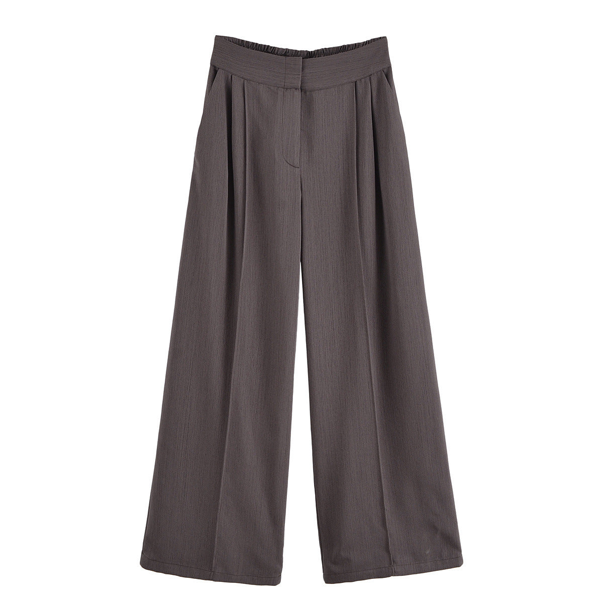 Elizabeth | High-Waist Pleated Side Pocket Tailored Wide-Leg Trousers in Grey