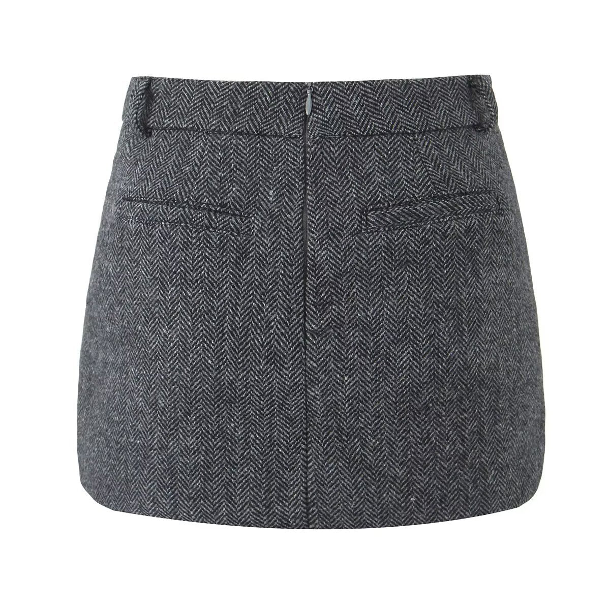 Cora | Herringbone Tailored Fitted Mini Skirt