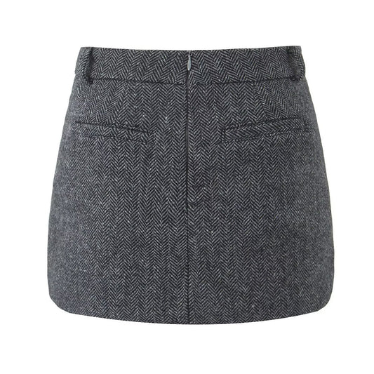 Mira | Mini Skirt Brown Tailored Fitted Herringbone