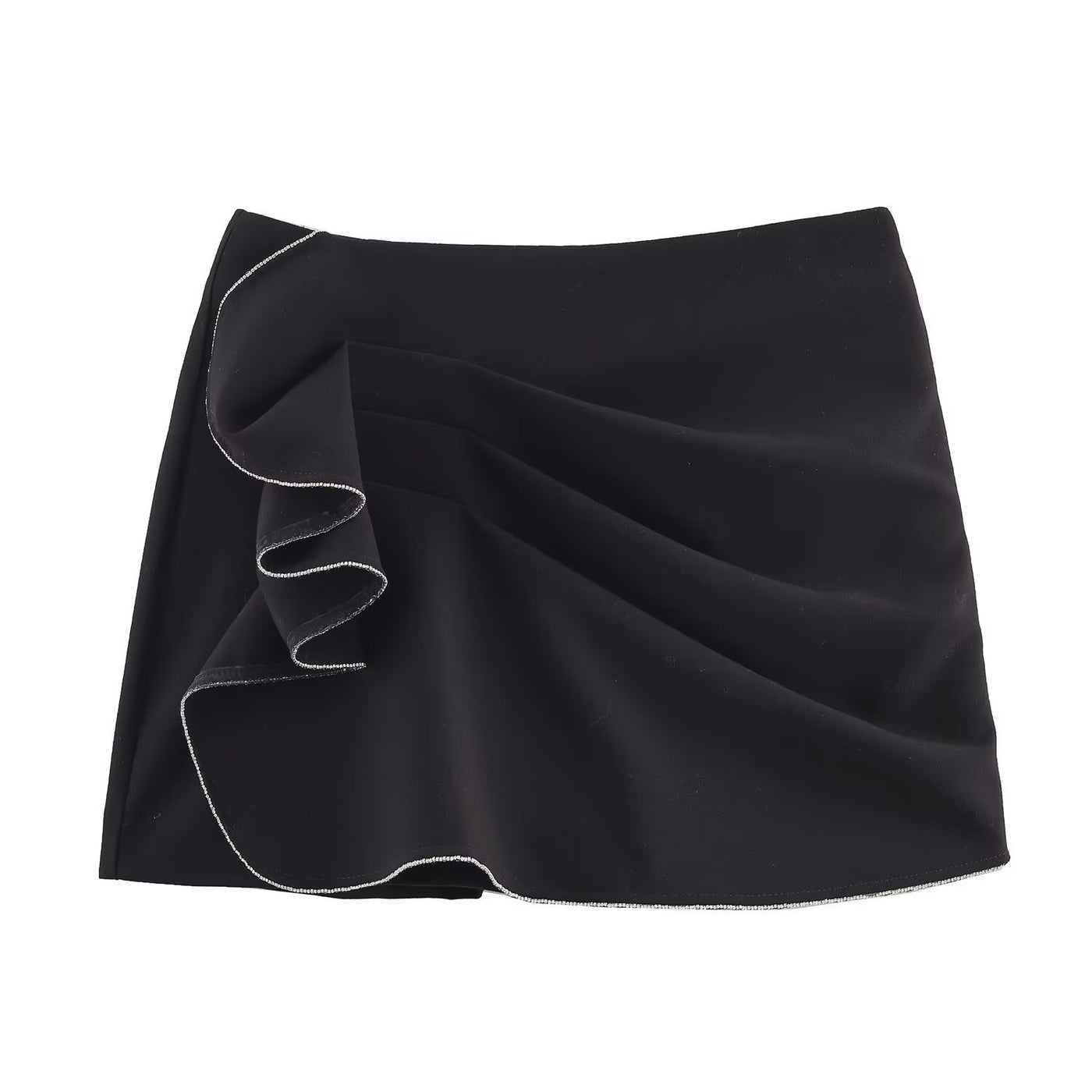 Effie | Ruffle Detail High-Waist Fitted Mini Skirt