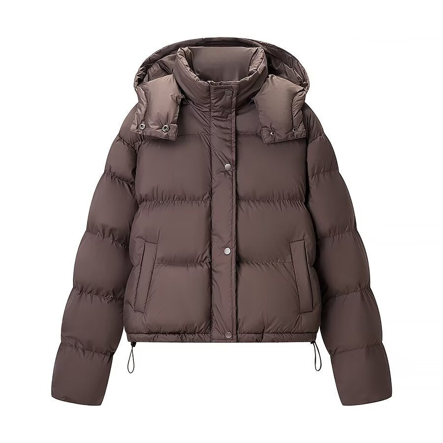 Margot | Cropped Puffer Jacket Brown Hooded
