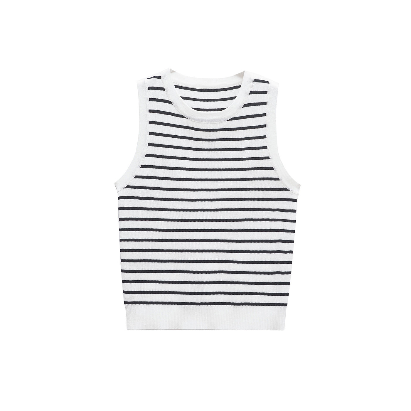 Natalia | Striped Ribbed Knit Cropped Tank Top