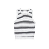 Natalia | Striped Ribbed Knit Cropped Tank Top