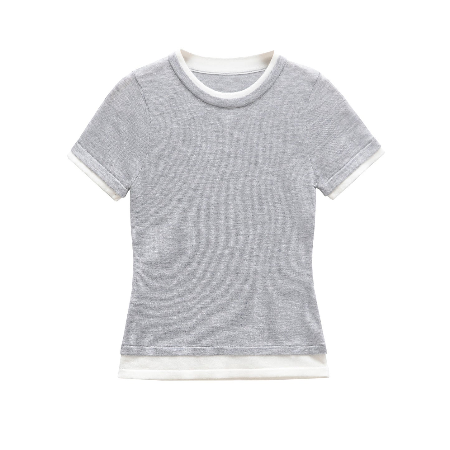 Thea | Cropped Fitted T Shirt Navy White Trim