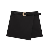 Orla | Wrap-Front Asymmetric Hem Belted Tailored Shorts