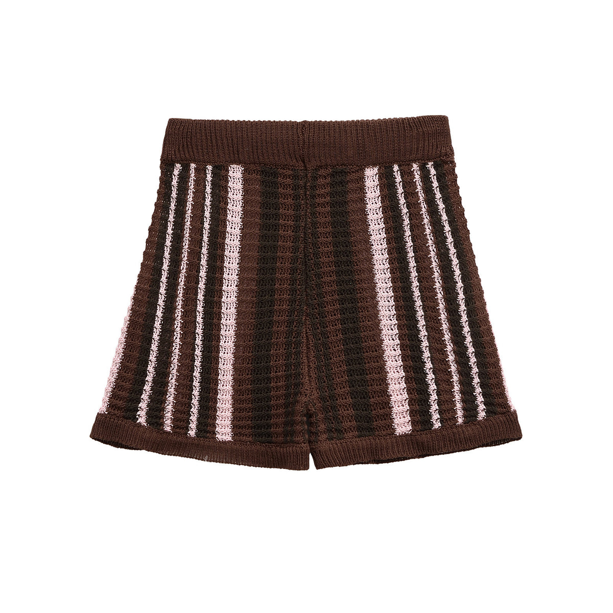 Layla | Vertical Stripe Open-Knit Crochet Shorts with Drawstring
