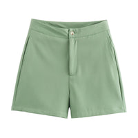 Erin | Flat-Front Tailored Shorts with Button and Zip Closure