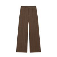 Victoria | High-Waist Front Seam Tailored Wide-Leg Trousers in Brown and Beige