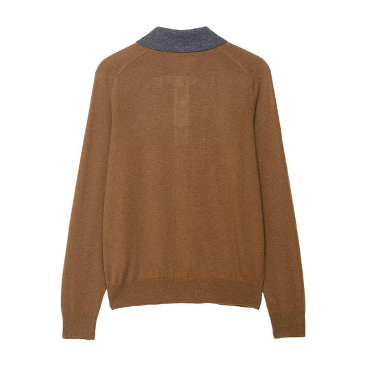 Millie | Brown Argyle Knit Polo Jumper