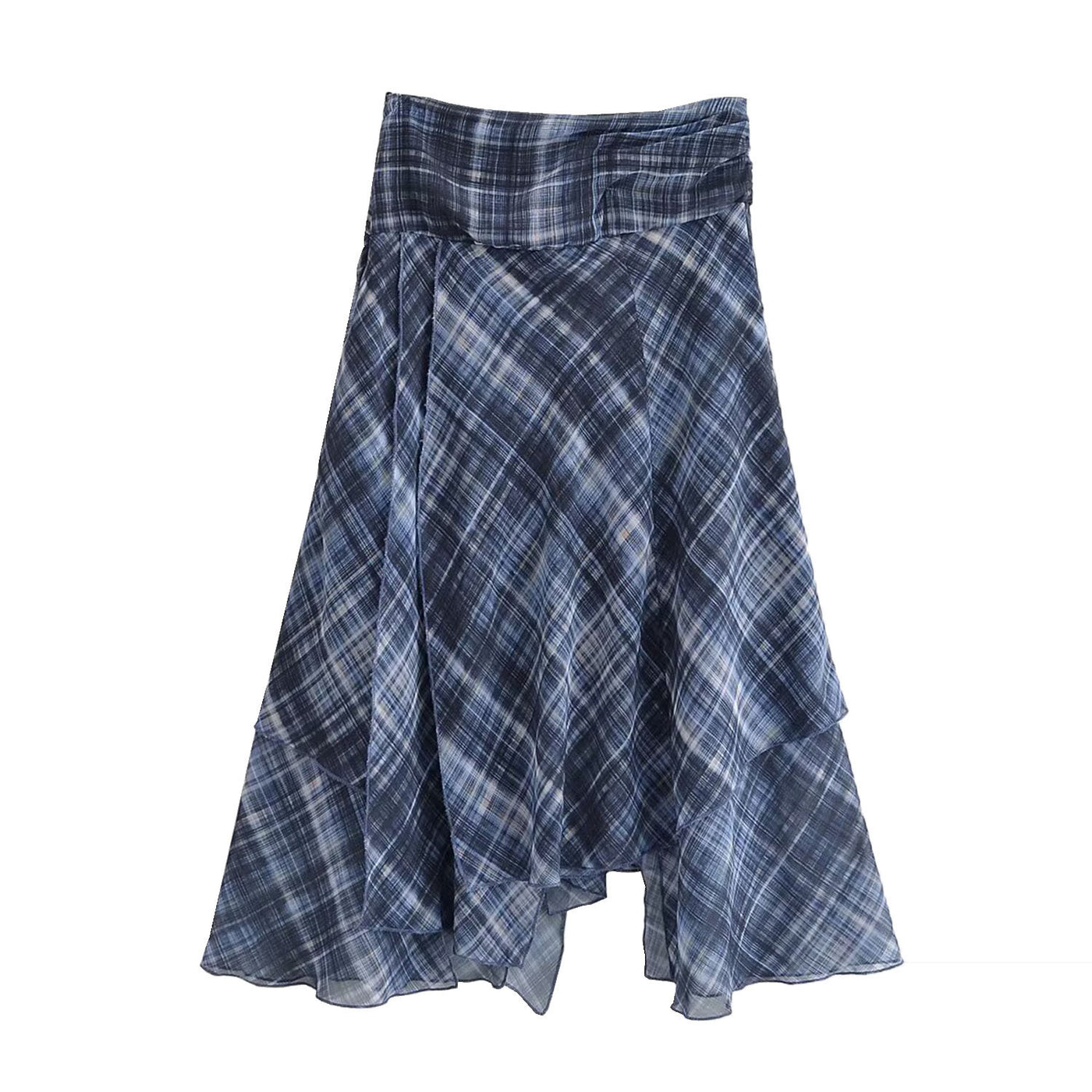 Mila | Plaid Chiffon Asymmetric Midi Skirt