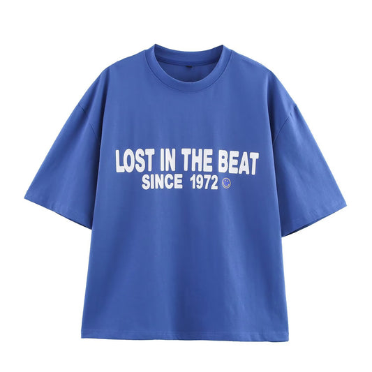 Remi | Casual Oversized Graphic T Shirt Blue