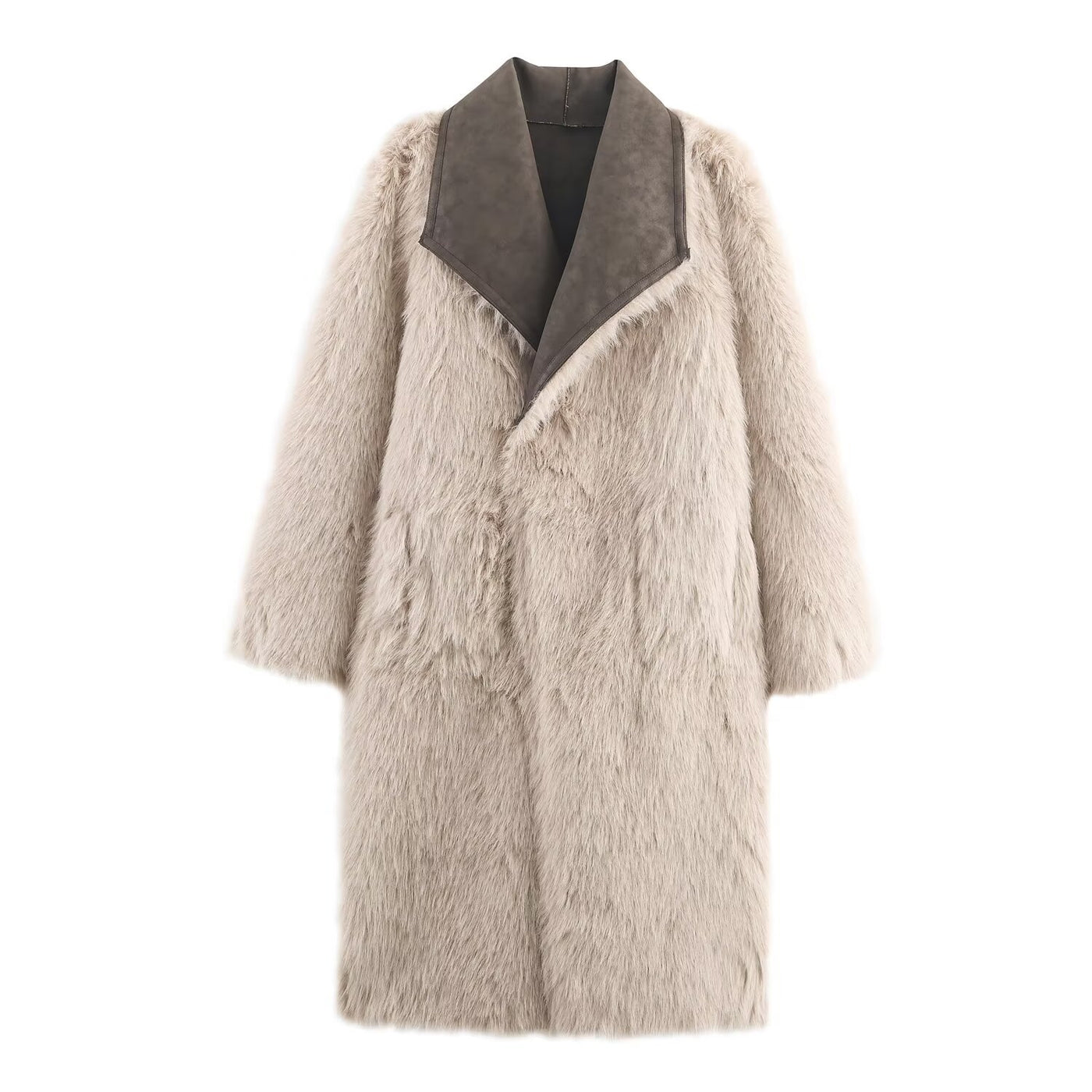 Evelyn | Faux Fur Longline Open-Front Cardigan