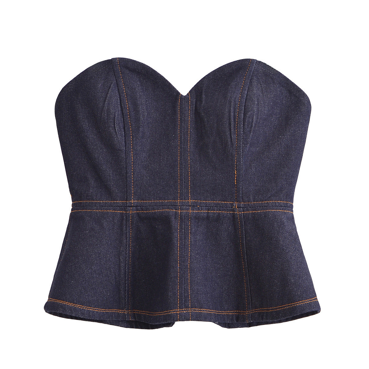 Harriet | Dark Wash Denim Corset Peplum Top