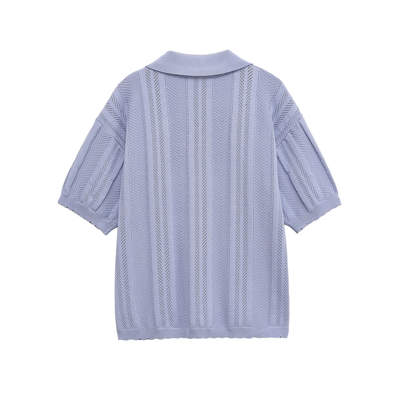 Alice | Chevron Open Knit Cropped Polo Top