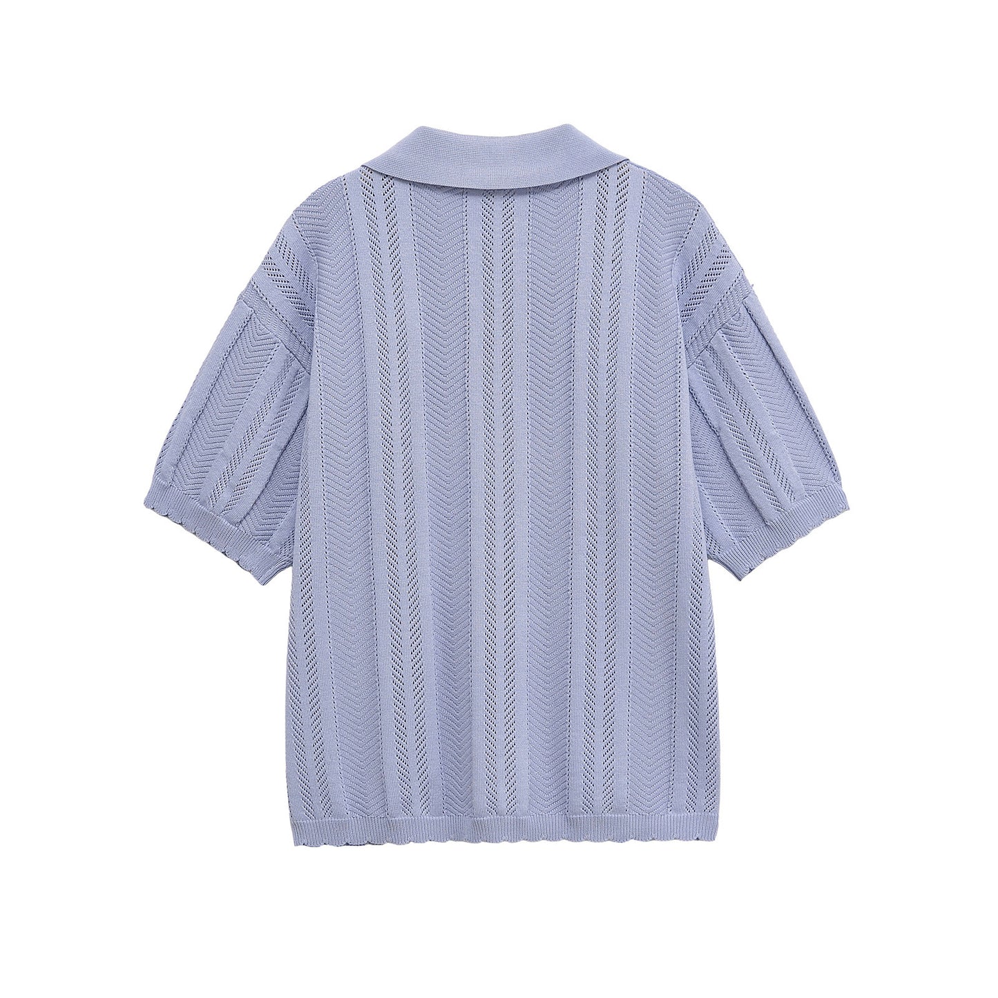 Florence | Delicate Textured Knit Short Sleeve Polo Top