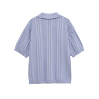 Alice | Chevron Open Knit Cropped Polo Top