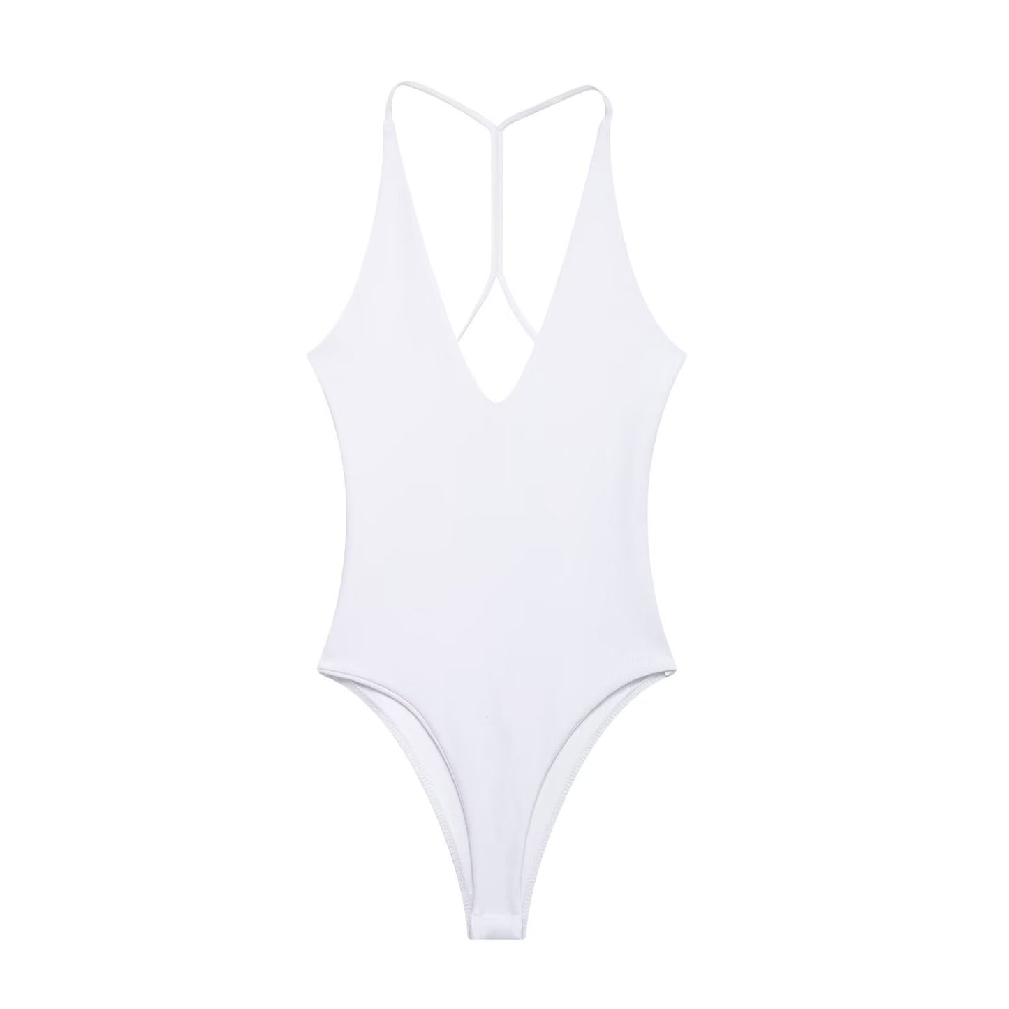 Maren | Elegant Strappy V Neck Bodysuit Brown Black