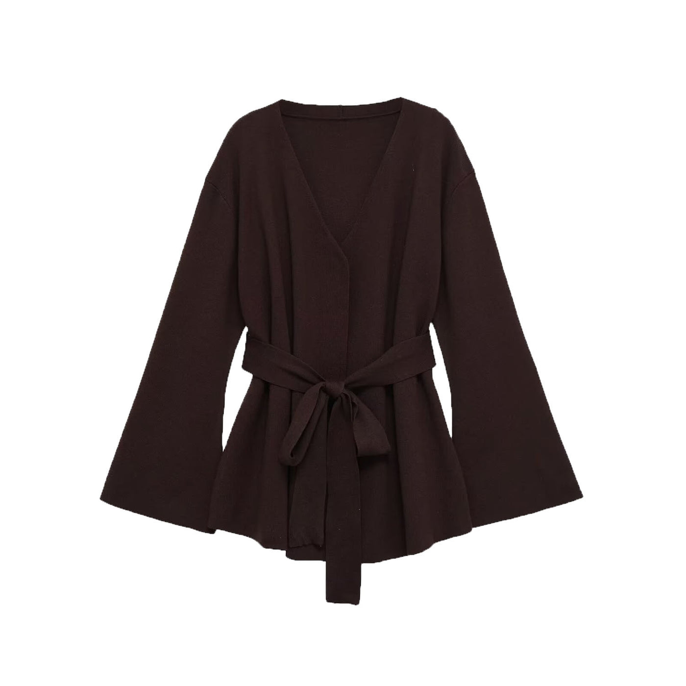 Lexi | V-Neck Self-Tie Belt Wide Sleeve Jersey Wrap Top