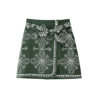 Harper | Embroidered Cotton Wrap Mini Skirt